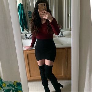 Bandage mini black skirt